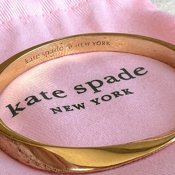 Kate Spade Set of 3 Bangles Bracelets Gold Tone with Dust Bag - Picture 8 of 16